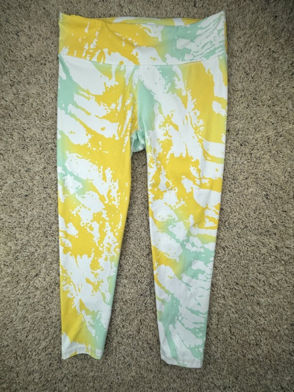Fabletics Women’s Leggings Pants Small Colorful Crop Stretch Green Yellow Ladies